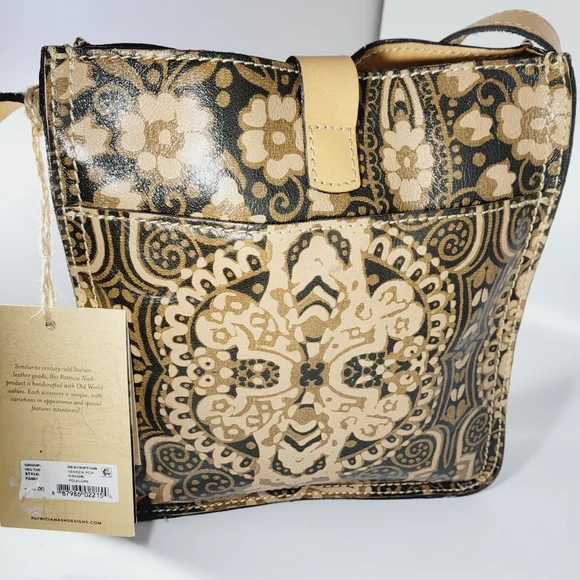 NWT-🤎-Patricia Nash Leather- Italian Folklore Stamped Messenger Cross Body Bag - Picture 10 of 13